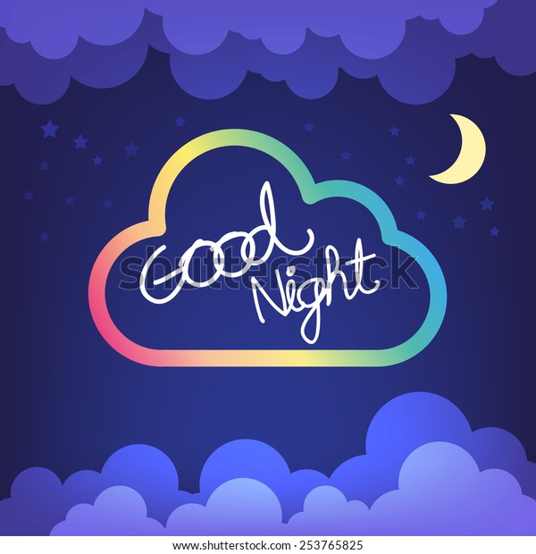 Good Night Letter Cloud Sky Vector Stock Vector (Royalty Free ...