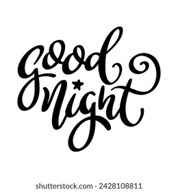Good night. Lettering phrase isolated on white background