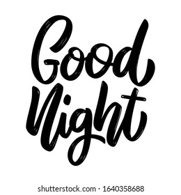 Good night. Lettering phrase on white background. Design element for poster, card, banner, sign. Vector illustration