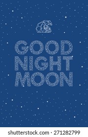 Cartaz vetor lua boa noite para quarto de crianças