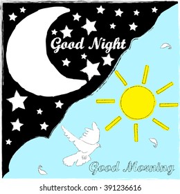 Good Night Good Morning Stock Vector (Royalty Free) 391236616 ...