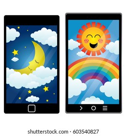 good night and good morning illustration vector design