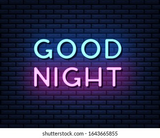 good night neon text, vector illustration