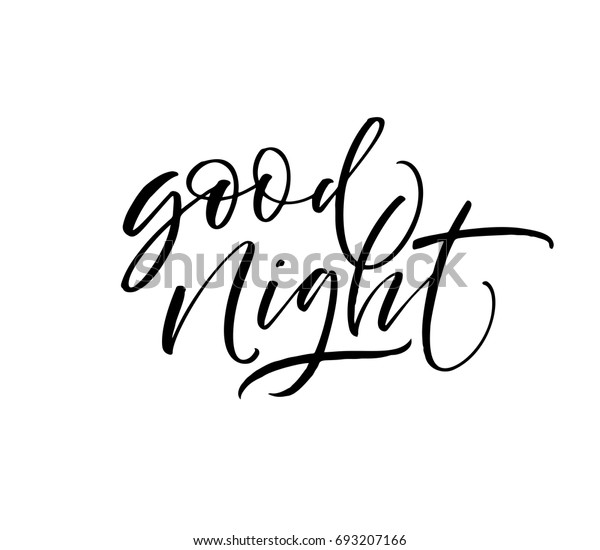 Good Night Phrase Ink Illustration Modern のベクター画像素材