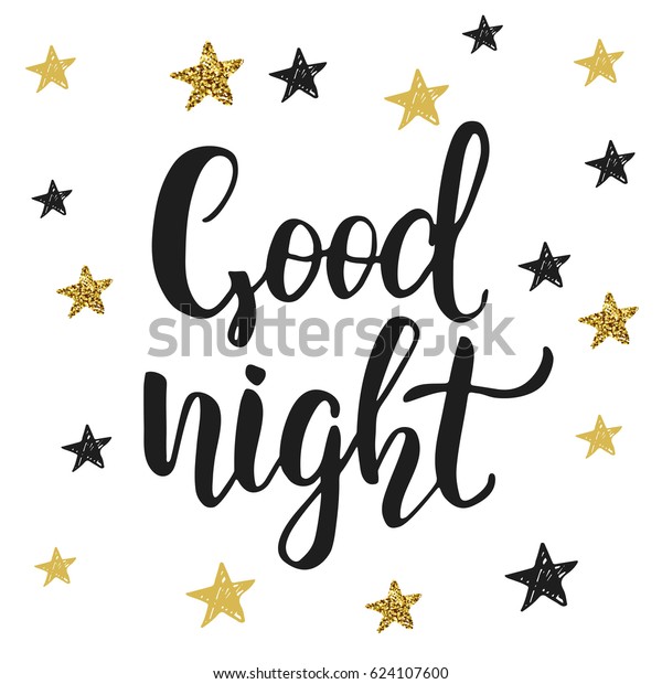 Good Night Poster Modern Hand Lettering Stock Vector (Royalty Free ...