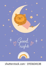 
Good Night Poster With Sleeping Lion