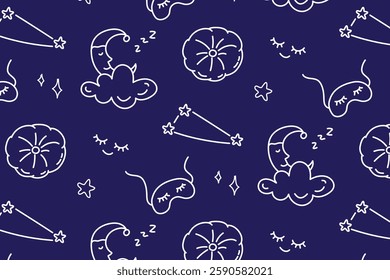 Good night seamless pattern doodle
