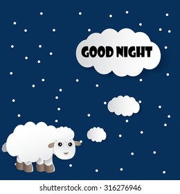 good night sheep vector illustration