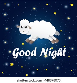 good night sheep vector illustration