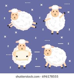 Set Funny Isolated Sheeps Cartoon Vector Stock Vector (Royalty Free ...