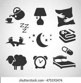 Good night - sleep icon set vector 