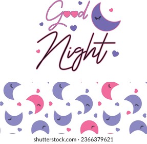 good night sleep moon star cute girl 