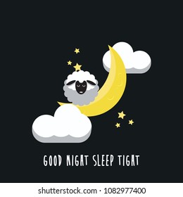 Good Night Sleep Tight Sheep Sleep Stock Vector (Royalty Free) 1082977400