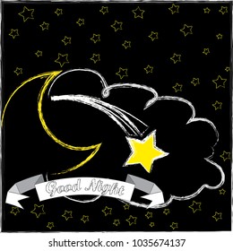 Good Night. Stars. Shooting star. Nature.