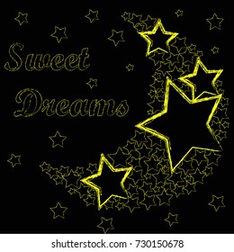 Good Night and Sweet Dreams . Moon made from stars . Rest time .