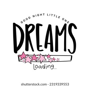 Good night sweet dreams typography lettering. Cute star shape. Vector illustration design for fashion graphics, t shirt prints.