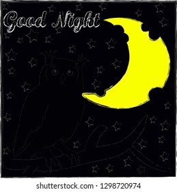 Good Night and Sweet Dreams.Nature scene with moon and stars in the space.Nature.