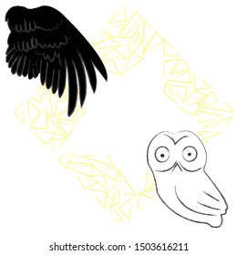 Good Night and Sweet Dreams.Nature scene with big star made from stars,owl and wings from the owl.