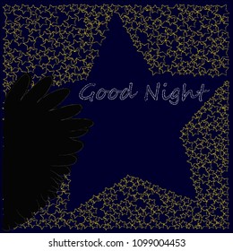 Good Night and Sweet Dreams.Night scene with star and wings from the owl.Nature.