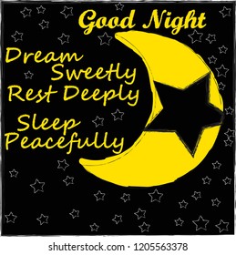 Good Night and Sweet Dreams.Night scene with moon and stars.Nature.