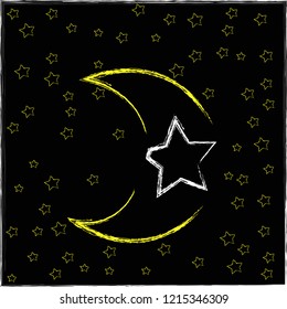 Good Night and Sweet Dreams.Night scene with moon and stars.Nature.
