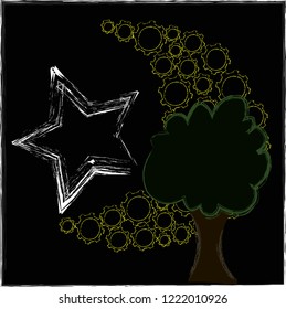 Good Night and Sweet Dreams.Night scene with moon,star and the tree.Nature.
