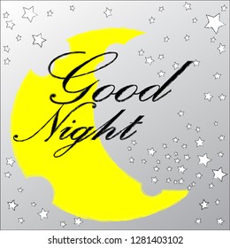 Good Night and Sweet Dreams.Night scene with moon,and stars.Nature.