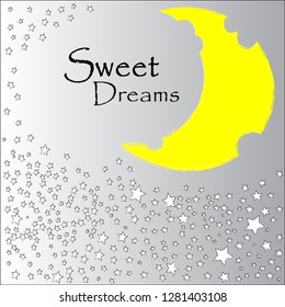 Good Night and Sweet Dreams.Night scene with moon,and stars.Nature.