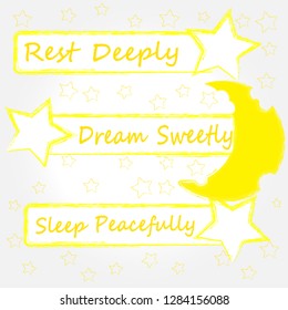 Good Night and Sweet Dreams.Night scene with moon,stars in the space.