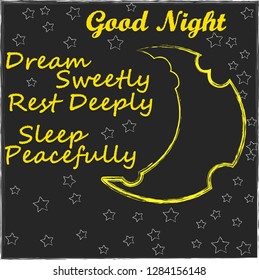Good Night and Sweet Dreams.Night scene with moon,stars in the space.