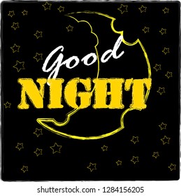 Good Night and Sweet Dreams.Night scene with moon,stars in the space.