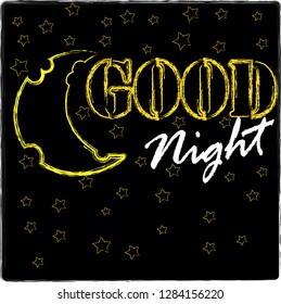 Good Night and Sweet Dreams.Night scene with moon,stars in the space.