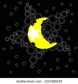Good Night and Sweet Dreams.Night,nature scene with moon and stars in the space.Nature.