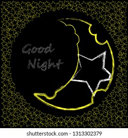 Good Night and Sweet Dreams.Night,nature scene with moon and stars in the space.Nature.