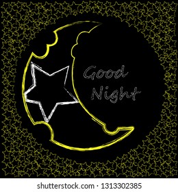 Good Night and Sweet Dreams.Night,nature scene with moon and stars in the space.Nature.