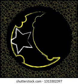 Good Night and Sweet Dreams.Night,nature scene with moon and stars in the space.Nature.