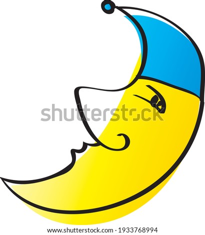 Good night, sweet moon with a hat, lullaby to fall asleep 