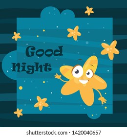 good night vector illustration with star character cartoon