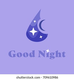 Good Night. Vector magic poster with moon.