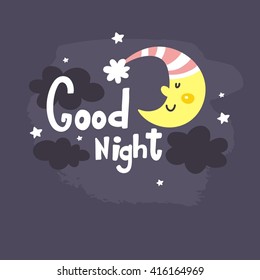 Good Night Vector Print Stock Vector (Royalty Free) 416164969 ...