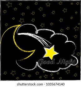 Good Night.Stars .Shooting star.Nature.