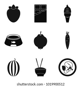 Good nutrition icons set. Simple set of 9 good nutrition vector icons for web isolated on white background