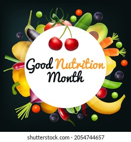 Good Nutrition Month Is Observed Every Year In November, Promotes Global Awareness And Action For Those Who Suffer From Hunger And For The Need To Ensure Healthy Diets For All. Vector Illustration