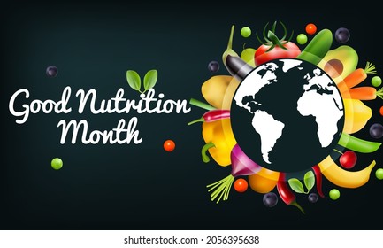 Good Nutrition Month Is Observed Every Year In November, Promotes Global Awareness And Action For Those Who Suffer From Hunger And For The Need To Ensure Healthy Diets For All. Vector Illustration