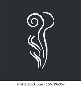 Good odor chalk white icon on black background. Perfume scent swirl. Flavored fume smell. Smoke puff, steam curl, evaporation. Aromatic fragrance flow. Isolated vector chalkboard illustration