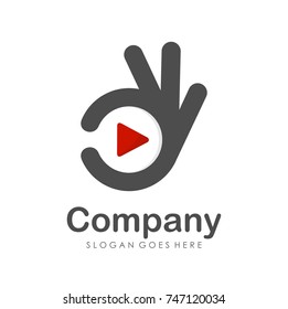 Good and OK media play logo design template