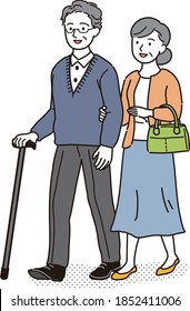 A good old couple going out