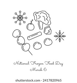 Good one line illustration for National Frozen Food Day celebrations.