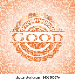 Good orange mosaic emblem with background