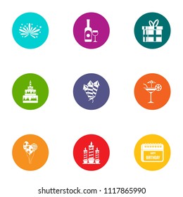 Good party icons set. Flat set of 9 good party vector icons for web isolated on white background